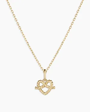 14k Gold Love Knot Charm Necklace