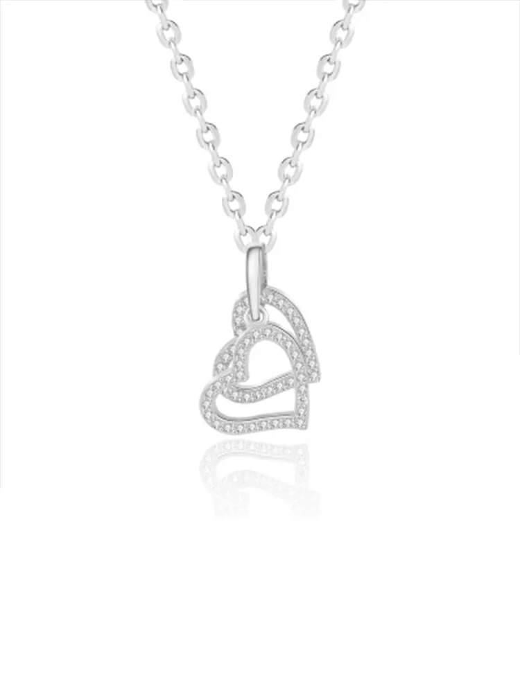 2 Hearts Interlock Pendant Necklace