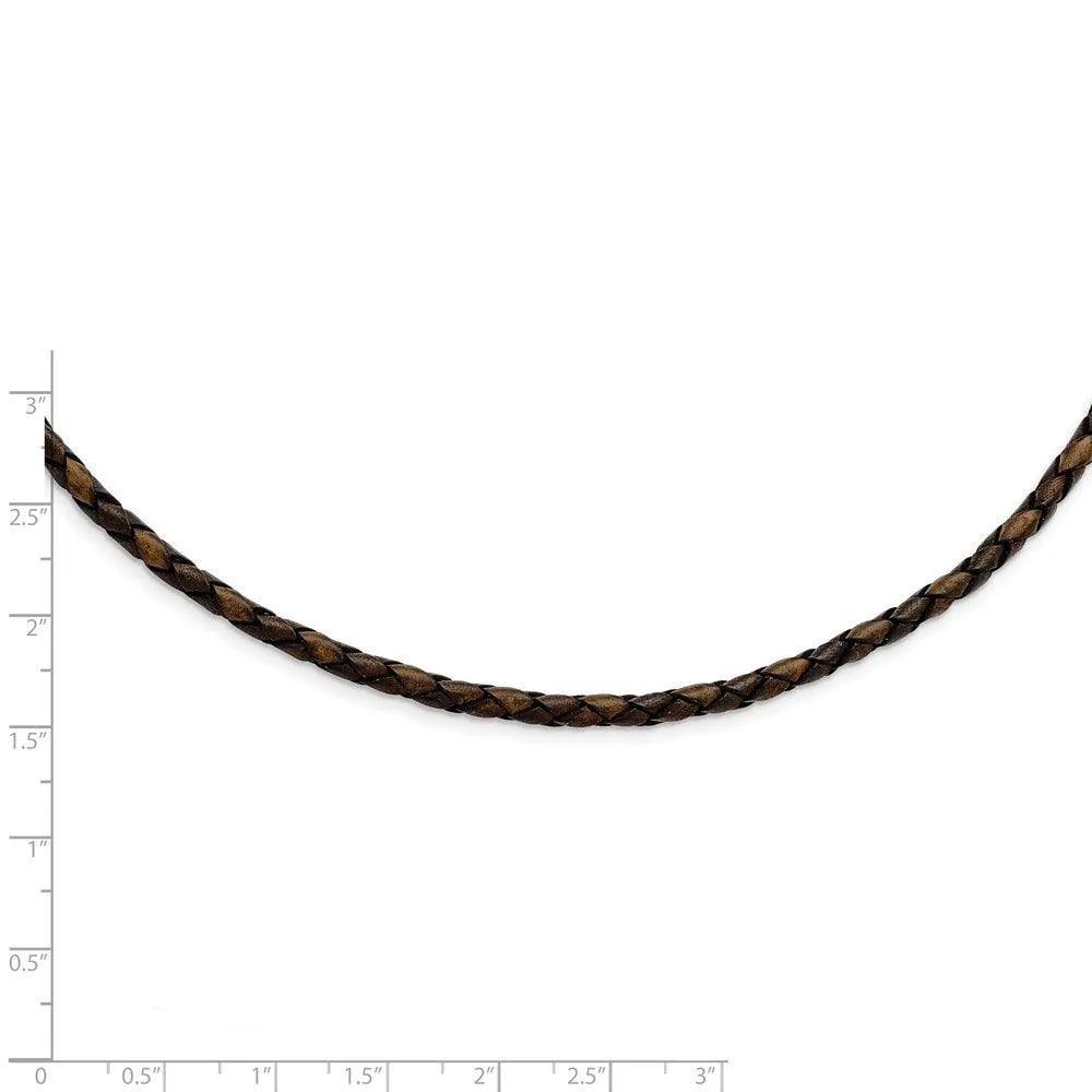 4mm Genuine Leather Hexagon Weave Necklace