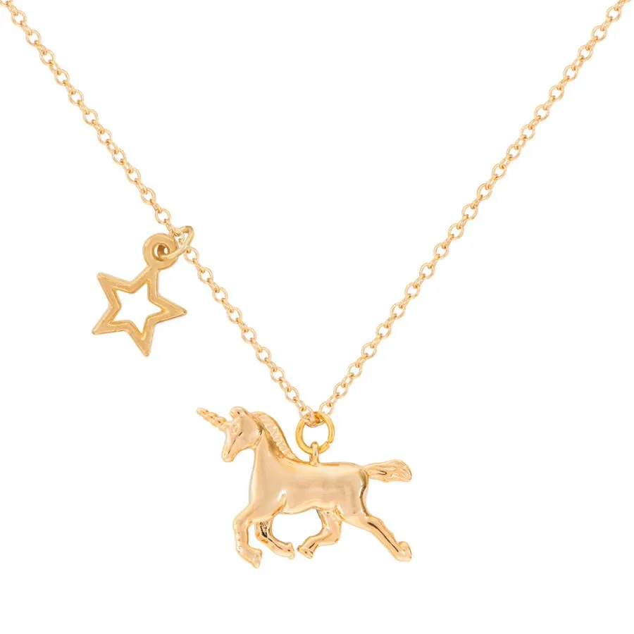 A Mini Penny Unicorn 18k Gold Necklace