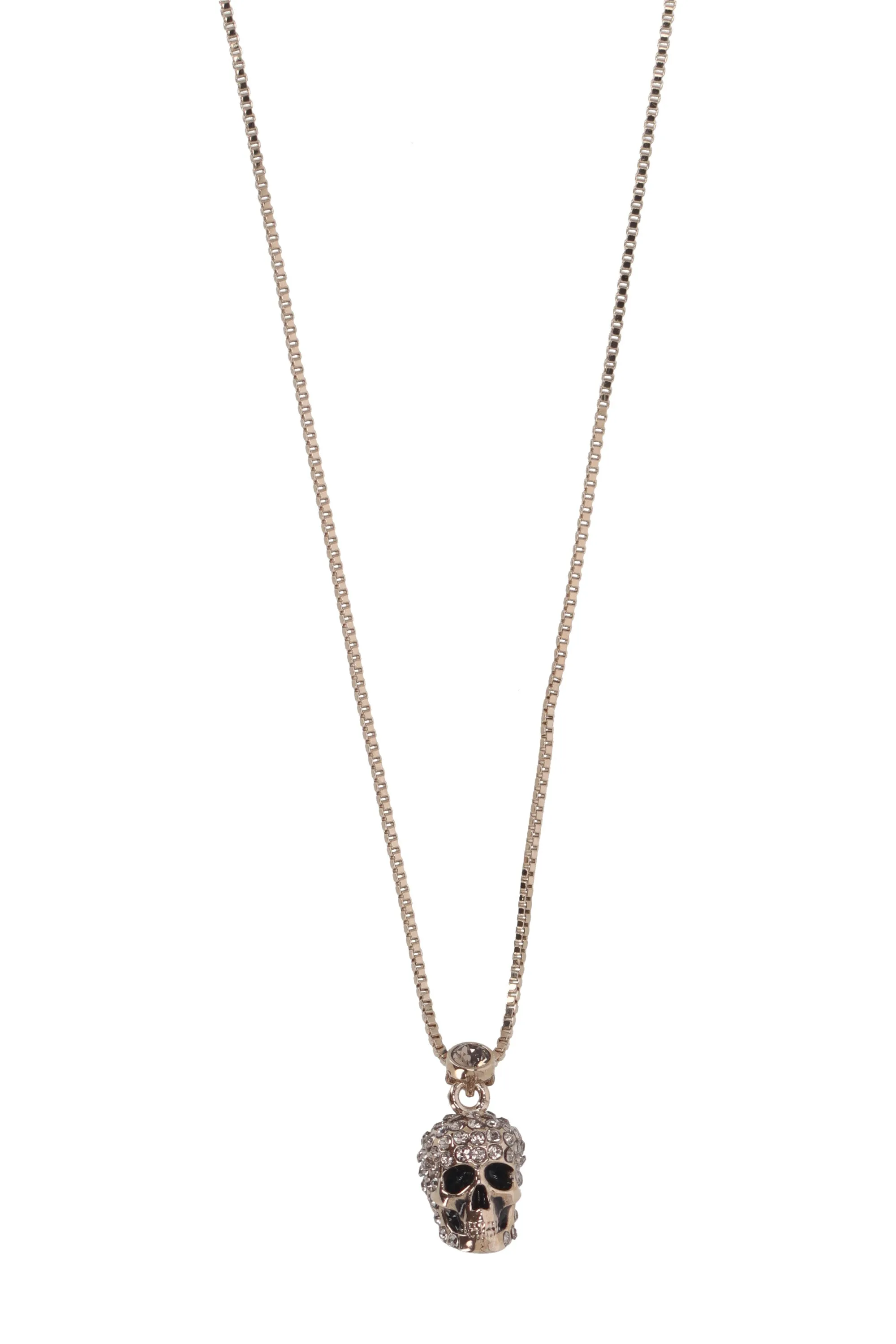 Alexander McQueen Pave Skull Pendant Necklace