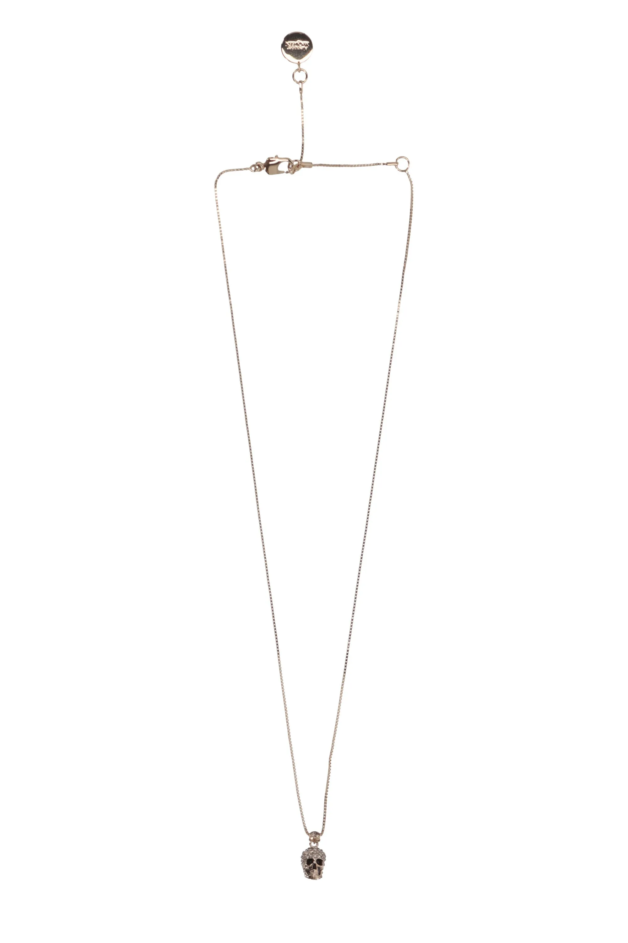 Alexander McQueen Pave Skull Pendant Necklace