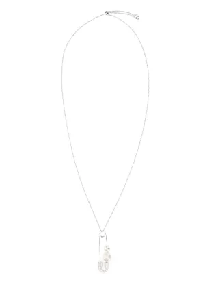APM Monaco Pearl Embellished Safety Pin Necklace