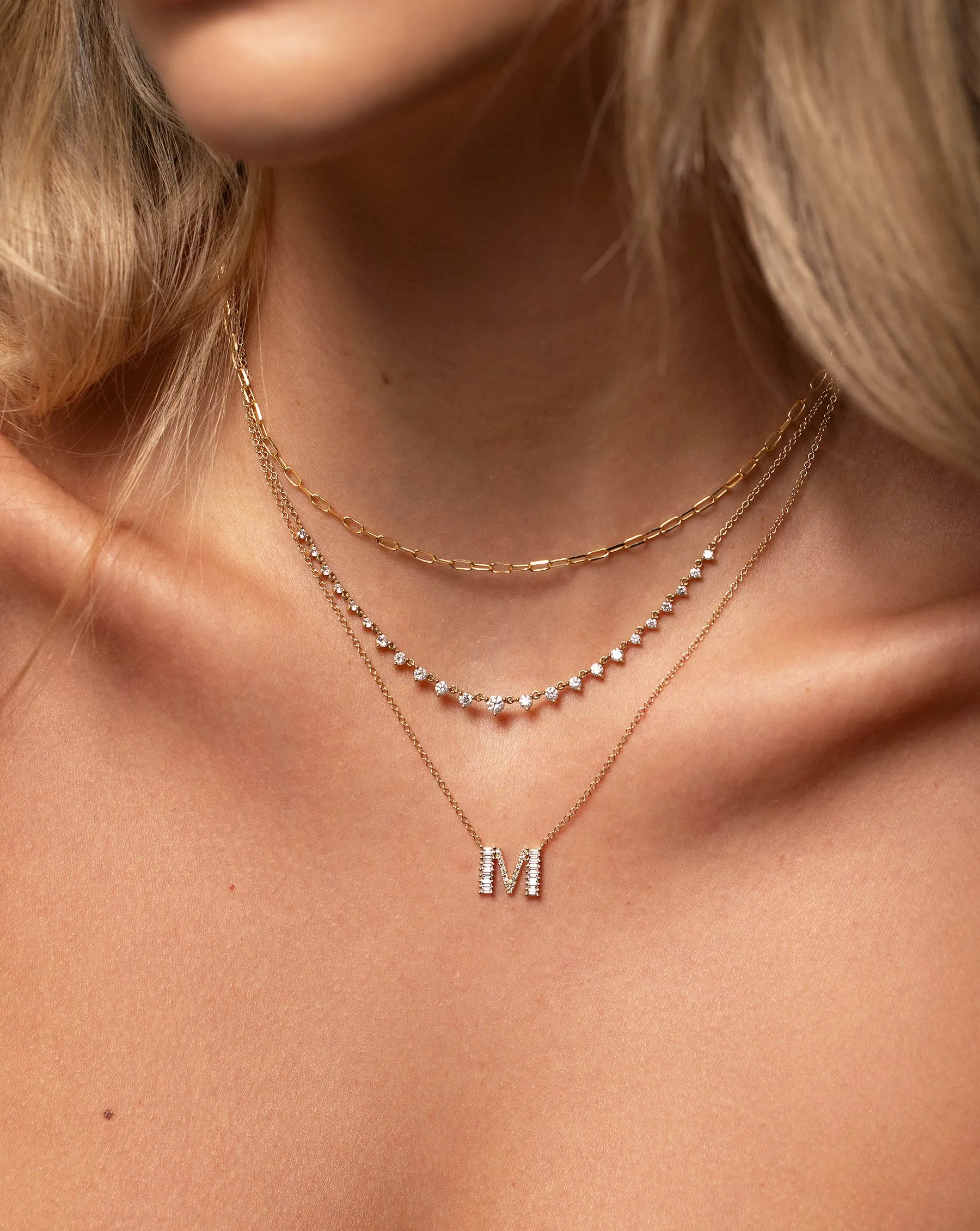 Baguette   Pavé Initial Necklace