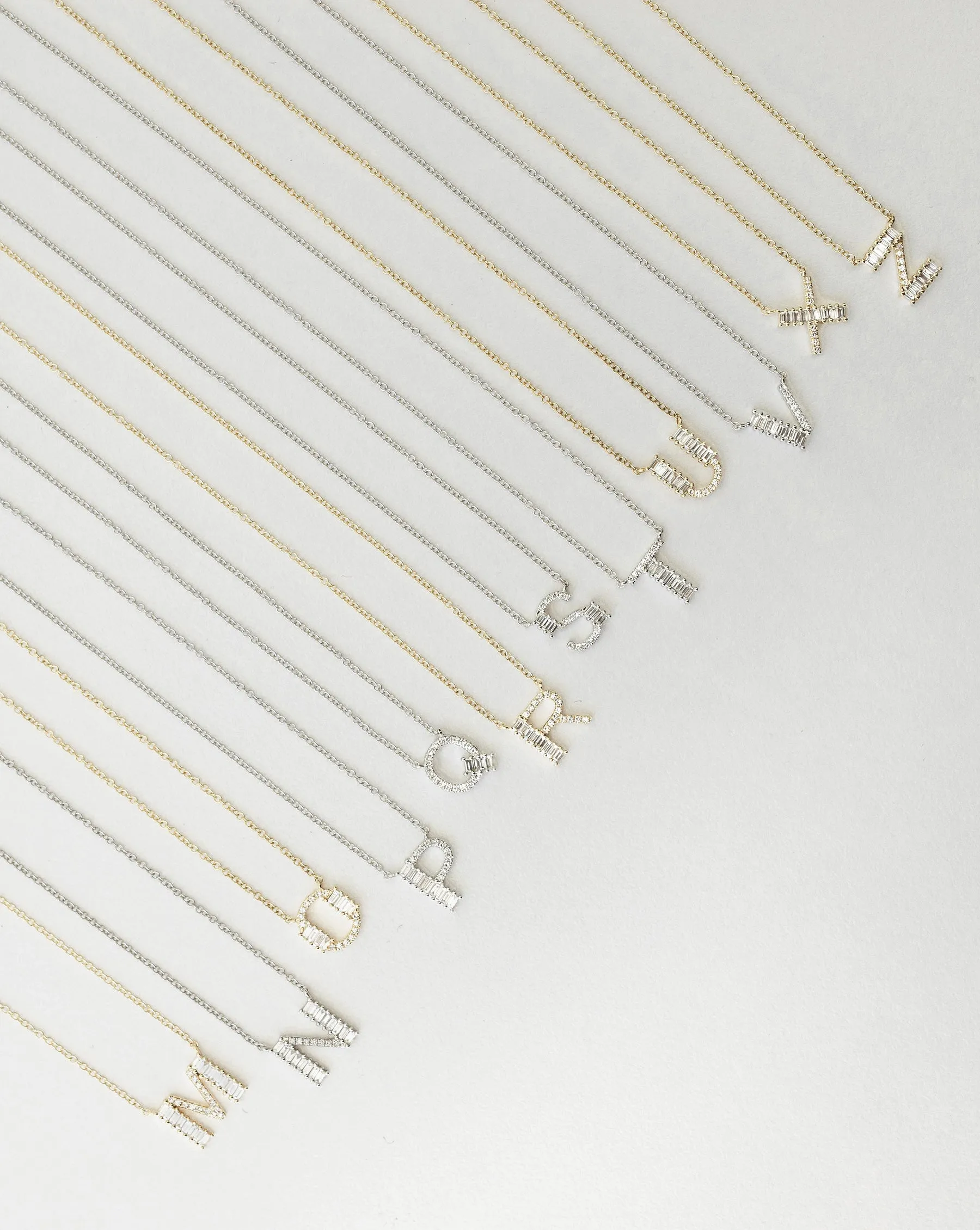 Baguette   Pavé Initial Necklace