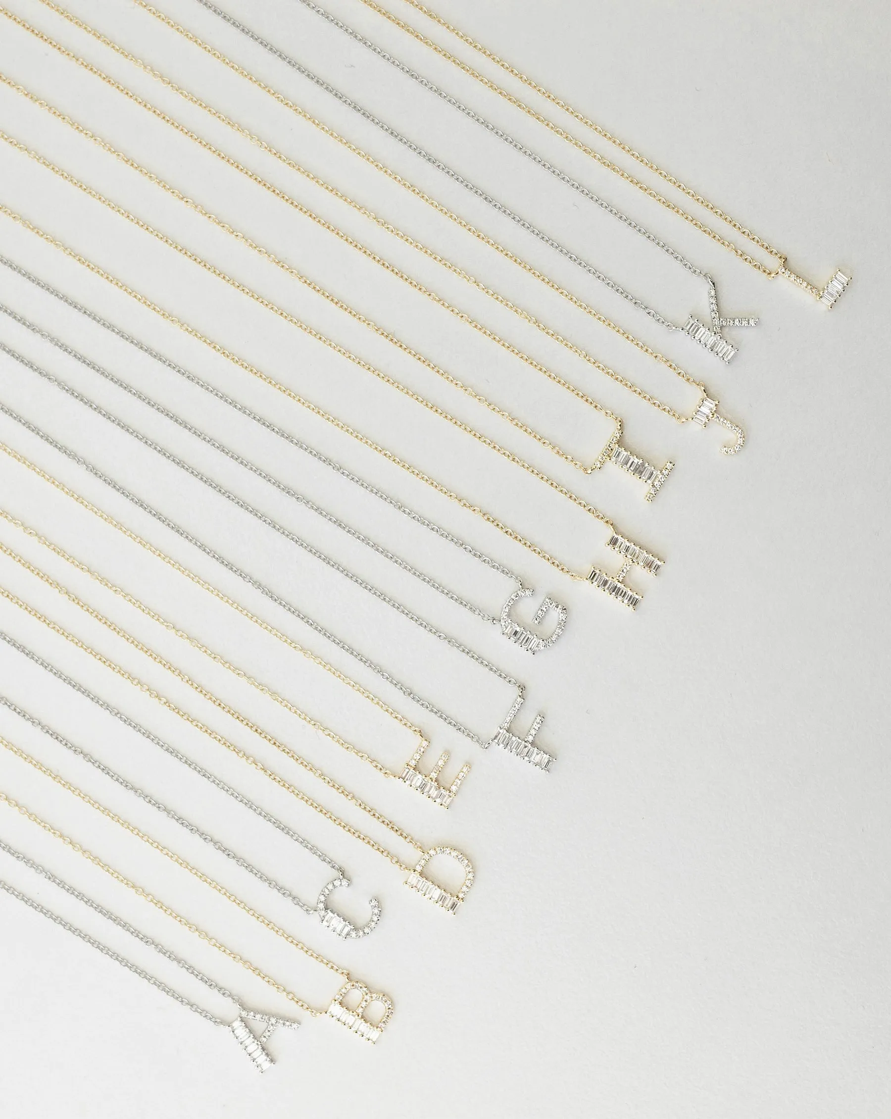 Baguette   Pavé Initial Necklace