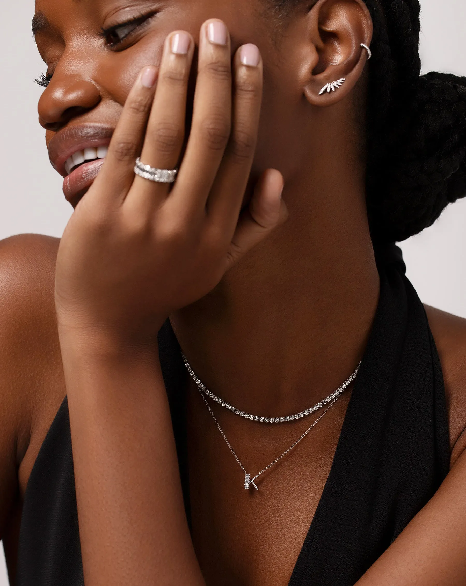 Baguette   Pavé Initial Necklace