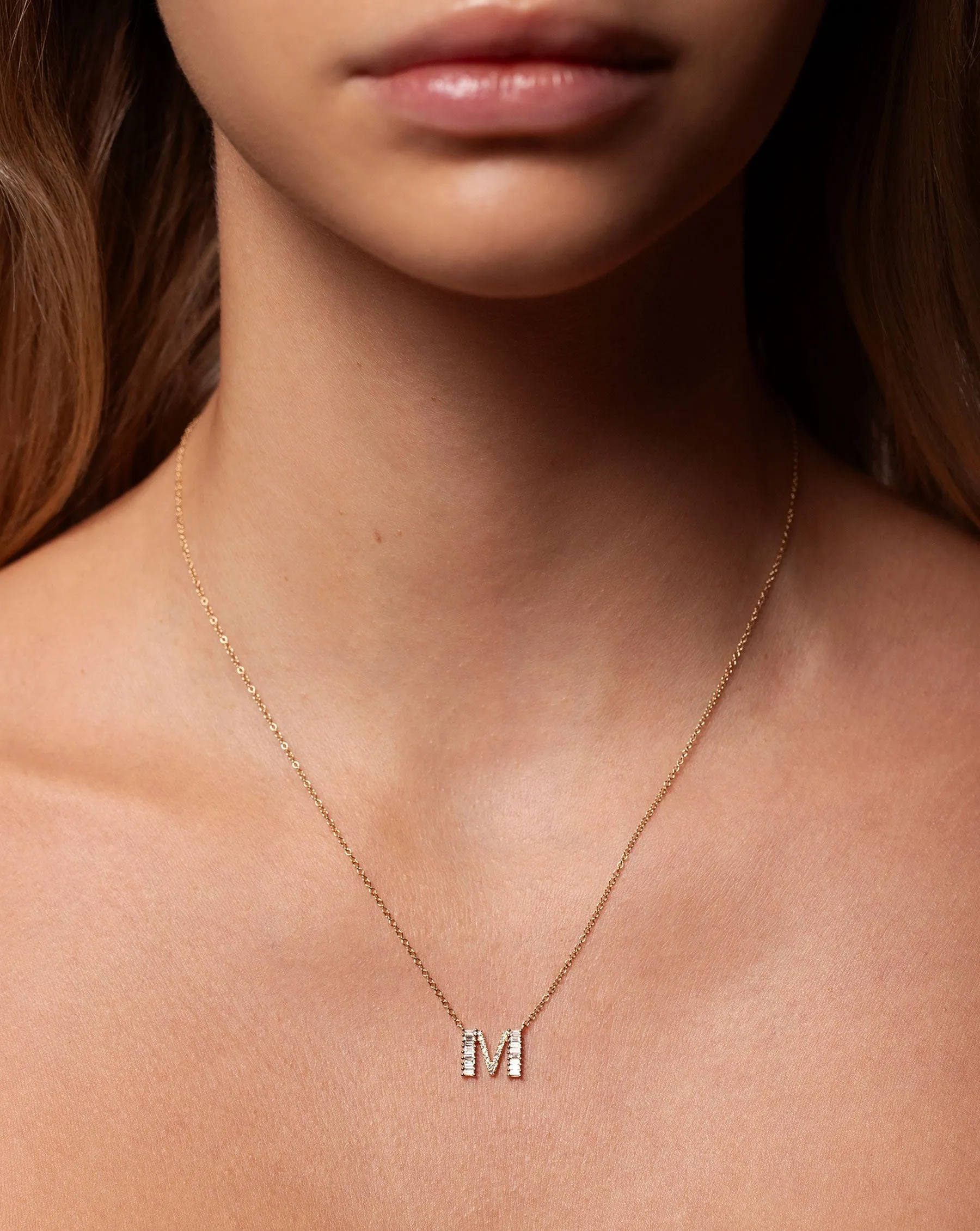 Baguette   Pavé Initial Necklace