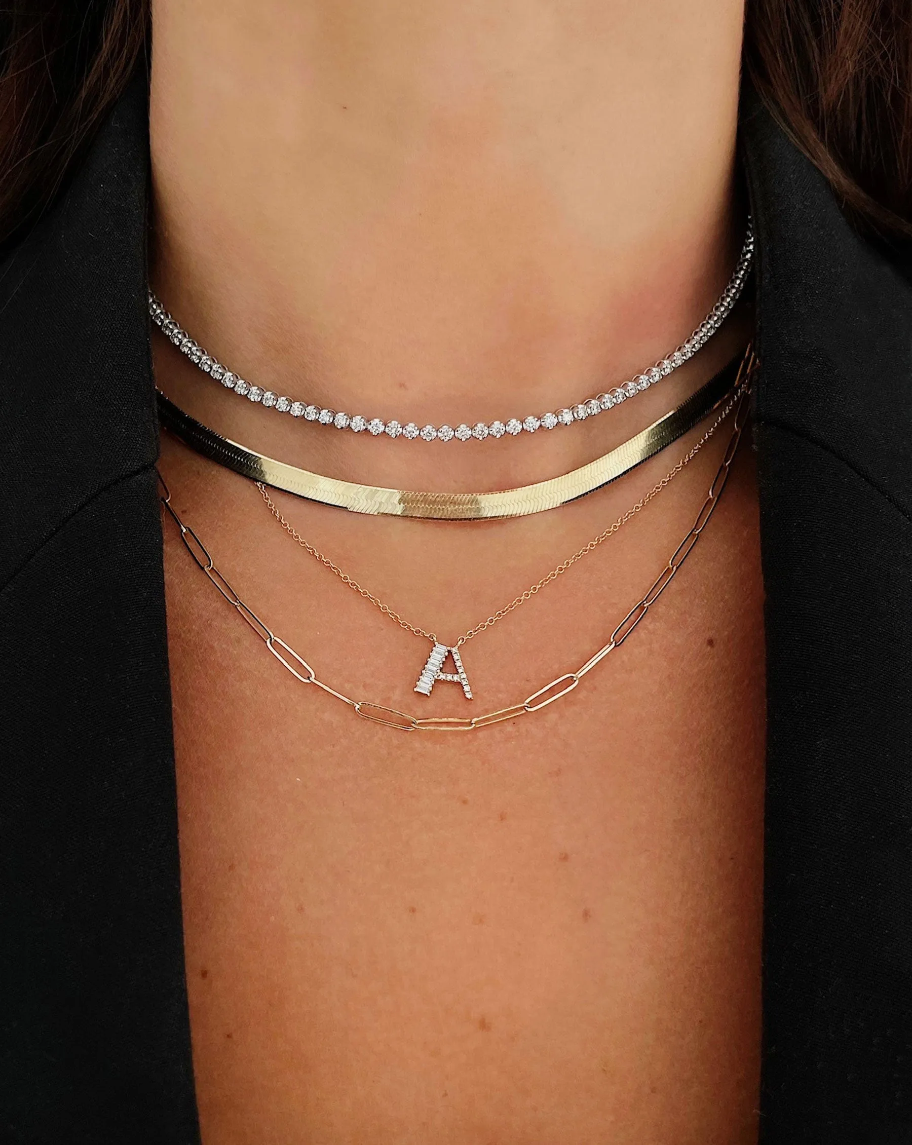 Baguette   Pavé Initial Necklace