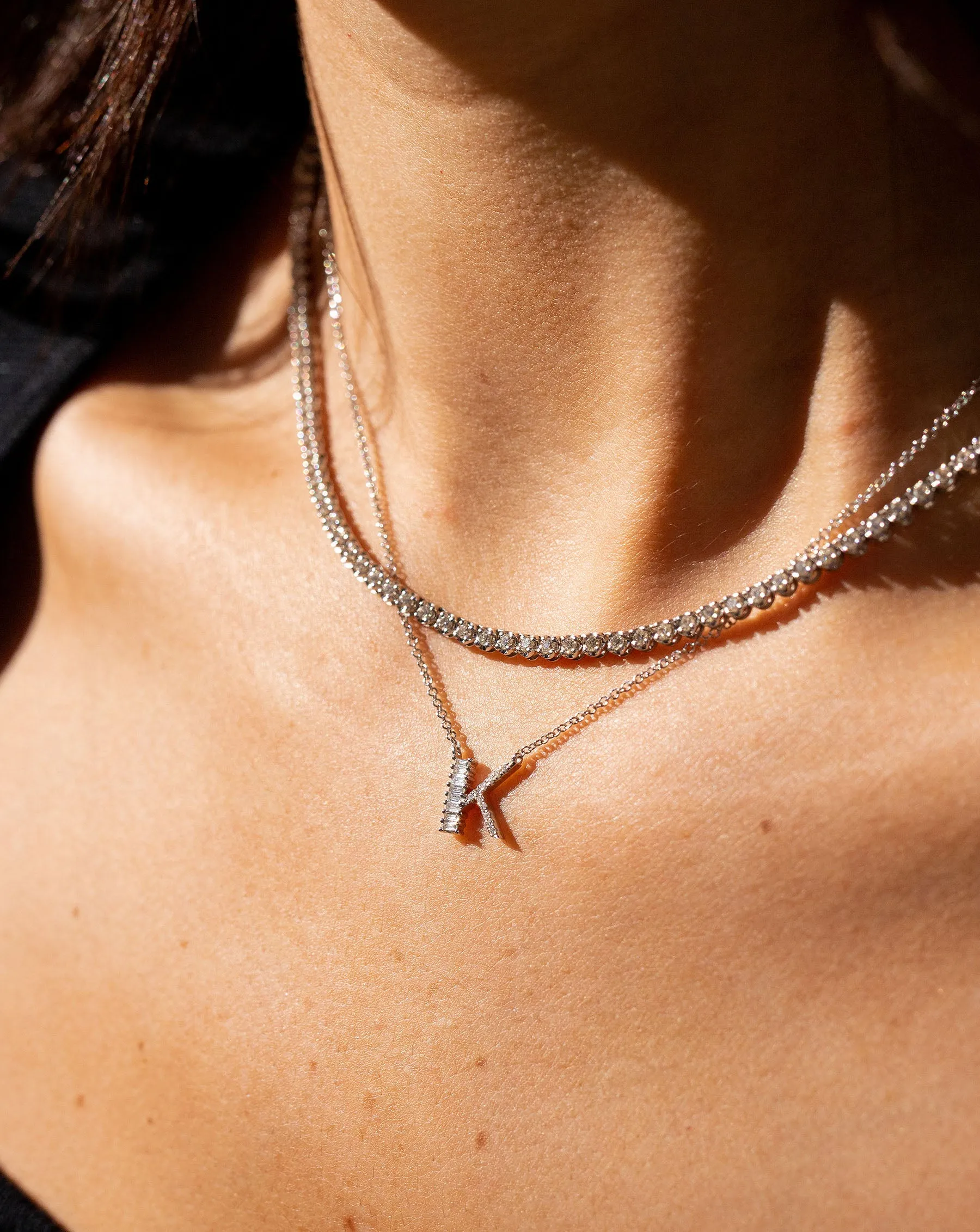 Baguette   Pavé Initial Necklace