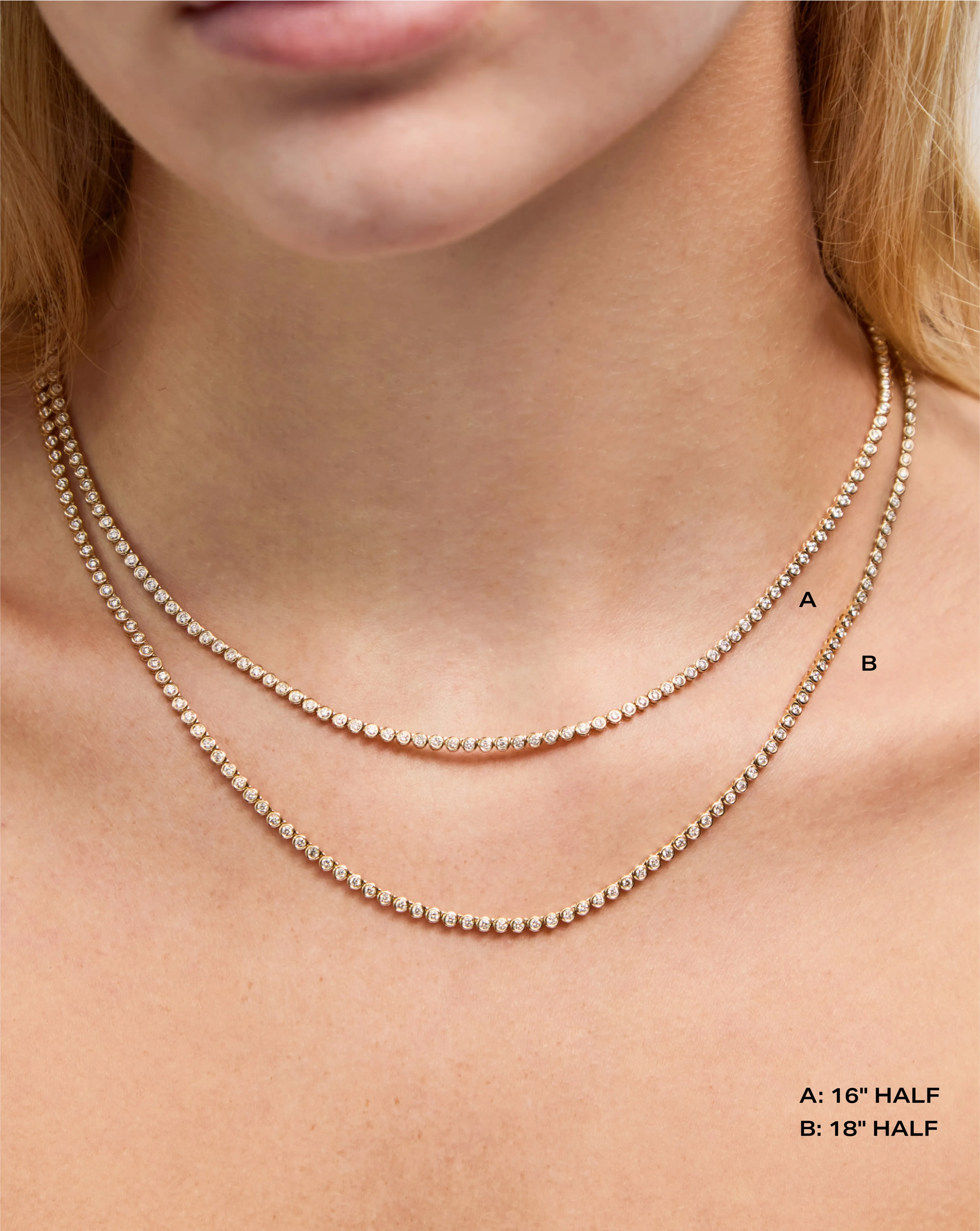 Bezel Mini Diamond Tennis Necklace