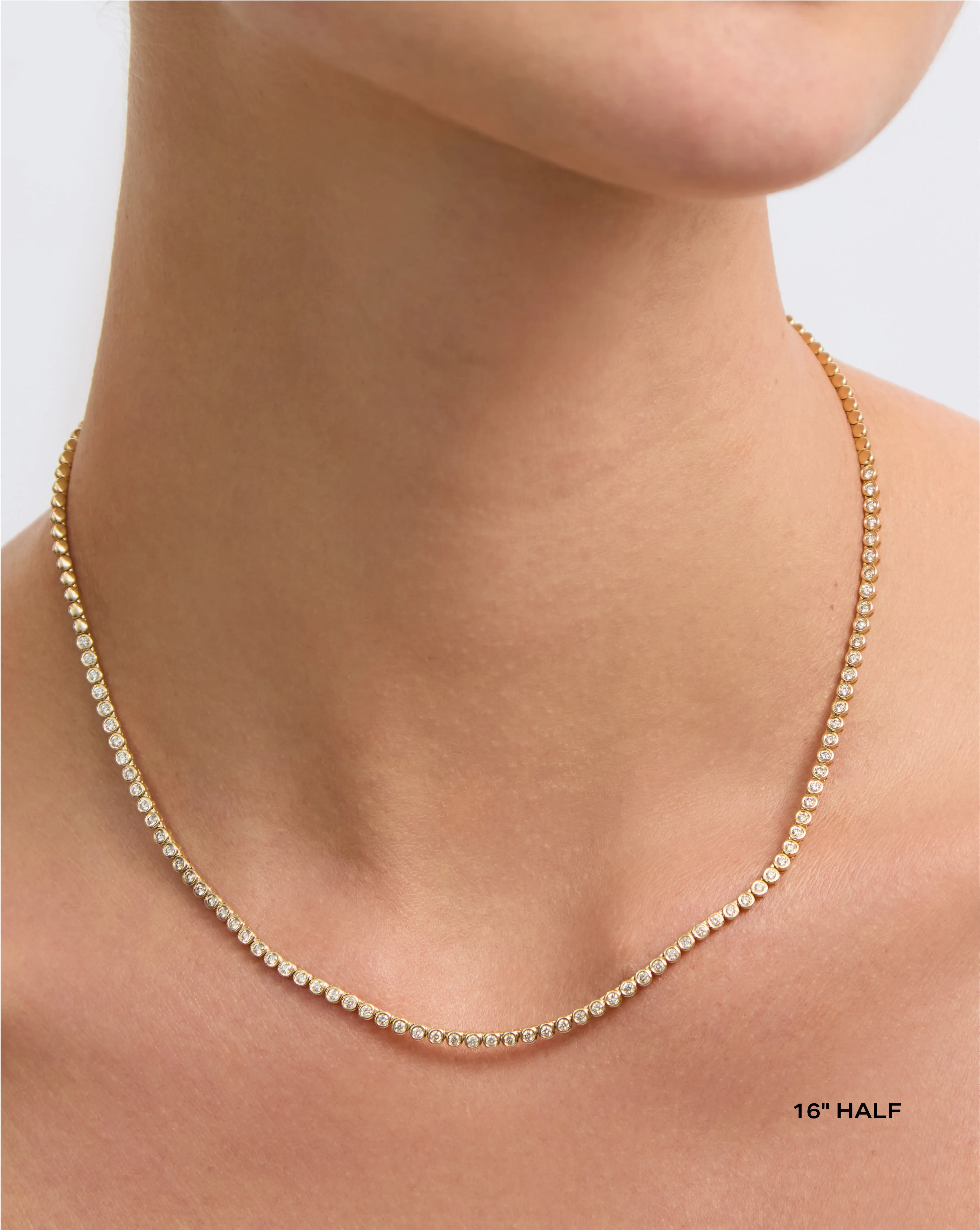 Bezel Mini Diamond Tennis Necklace