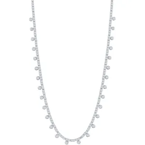 Classic Women's Necklace - Sterling Silver CZ Tennis with Hanging CZ's | M-6924
