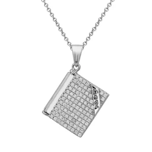 CZ Book with Inside Inscription we are together forever Necklace