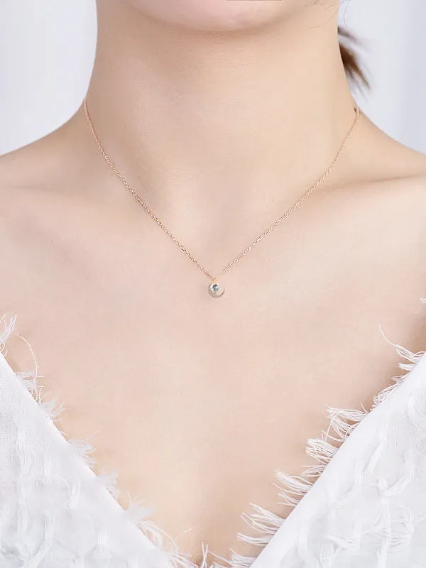Diamond Star and Moon Pendant Necklace