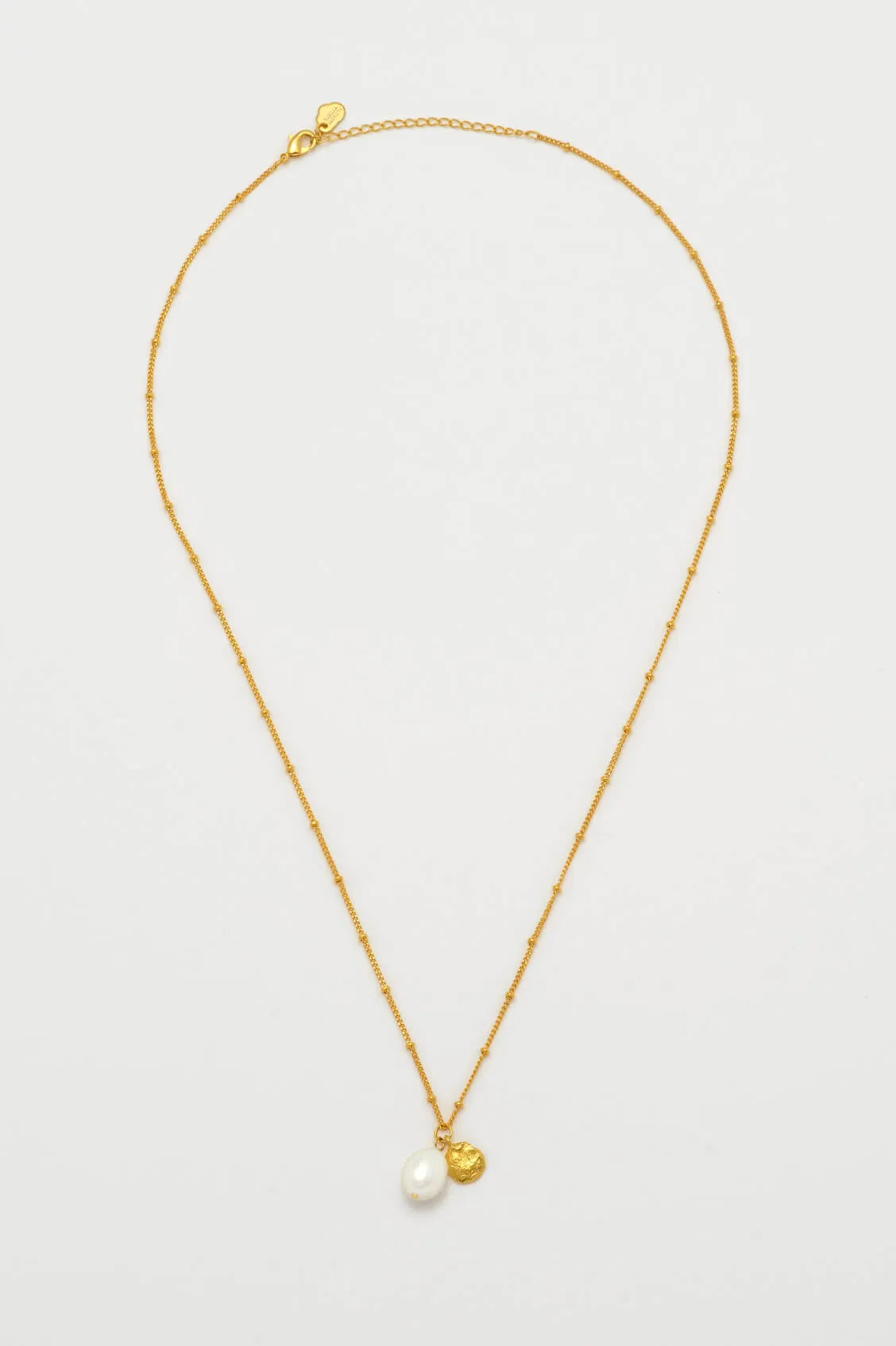 Double Charm Textured Coin and Baroque Pearl Necklace