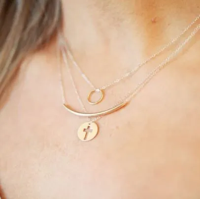 E Newton 16" Halo Gold Charm Necklace
