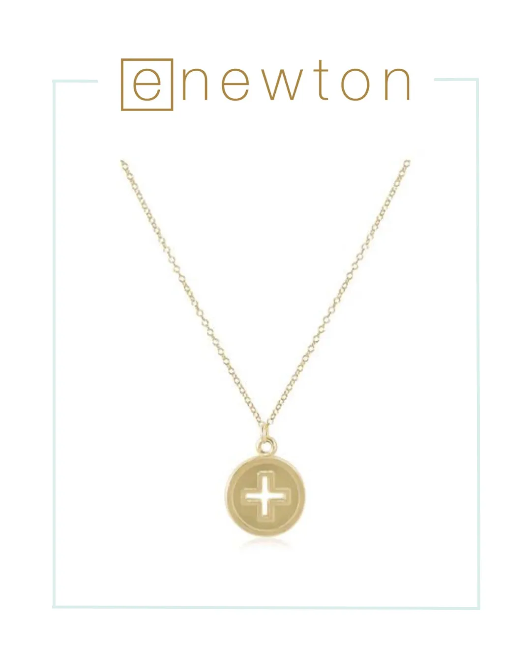 E Newton 16" Signature Cross Gold Disc Necklace