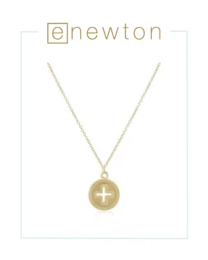 E Newton 16" Signature Cross Gold Disc Necklace