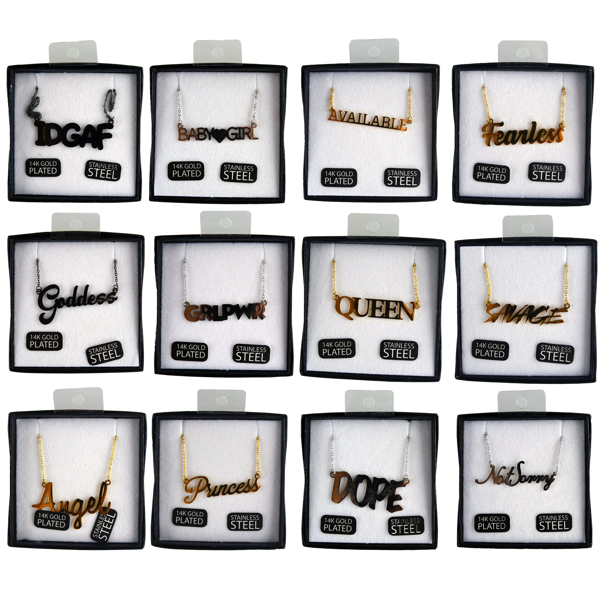 Girl Boss Word Gold Necklace- 12 Pieces Per Display 22812