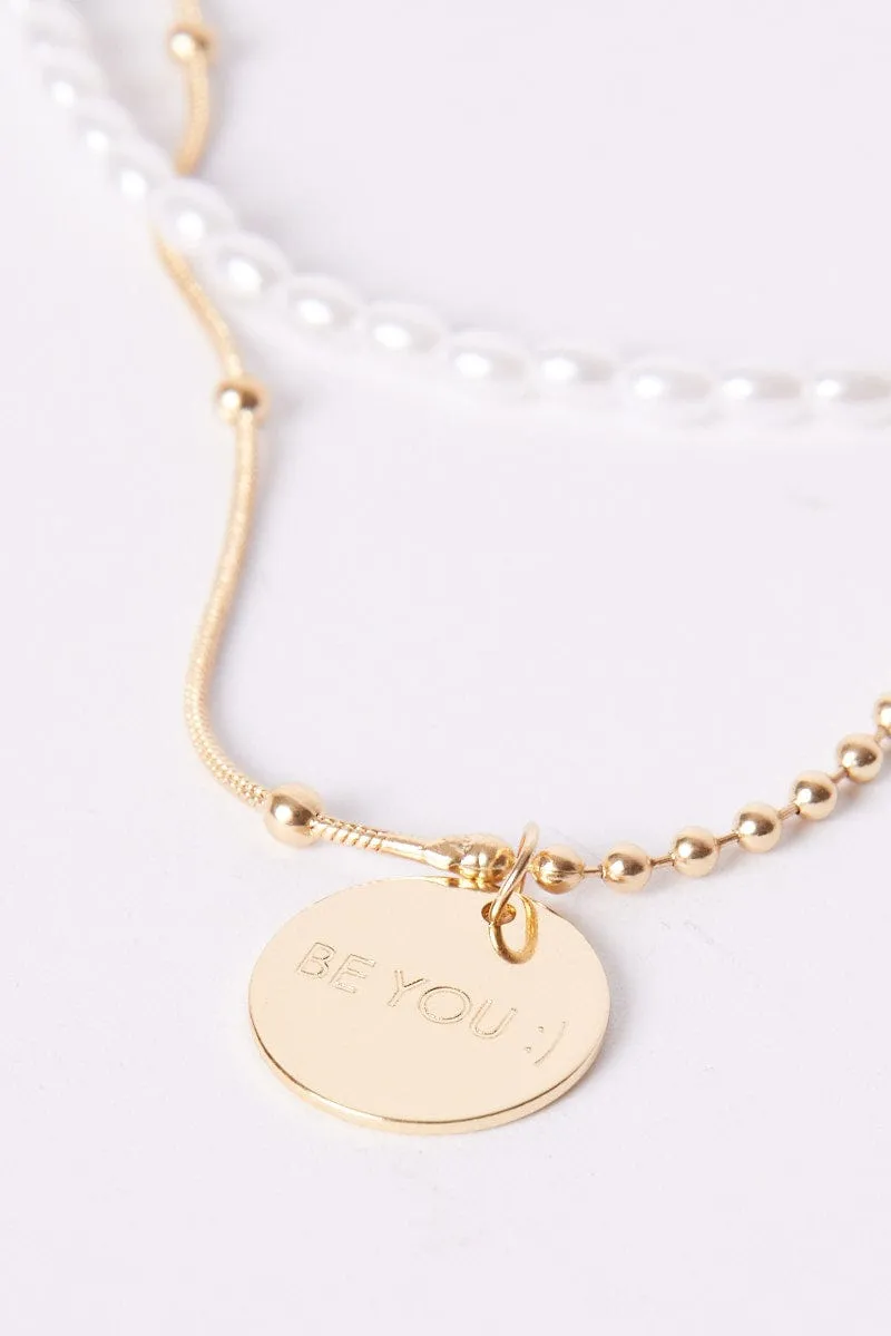 Gold 2 Pack Necklaces BE YOU