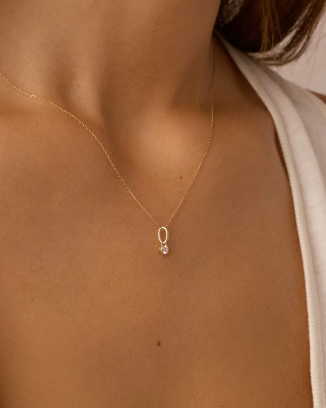 Lab Grown Diamond Halo Charm Necklace
