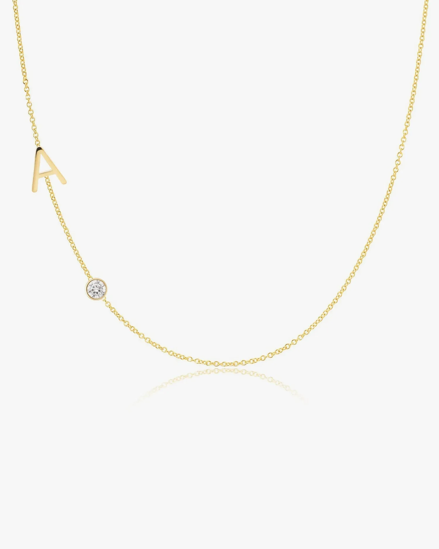 Letter Necklace with Diamond Yellow Gold