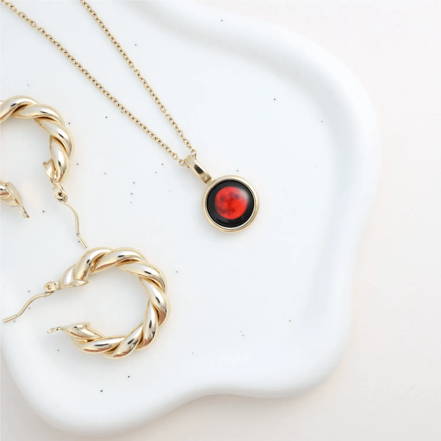 Lunar Eclipse Sky Light Gold Necklace
