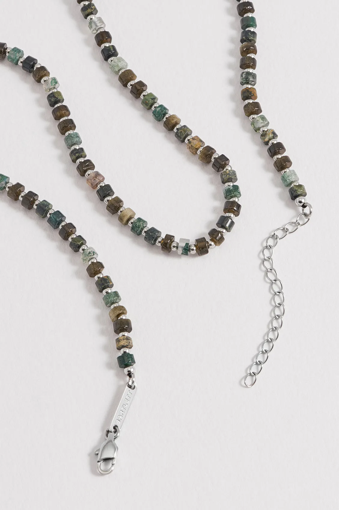 Men's Mixed Green Gemstone Rondelle Necklace