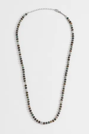 Men's Mixed Green Gemstone Rondelle Necklace
