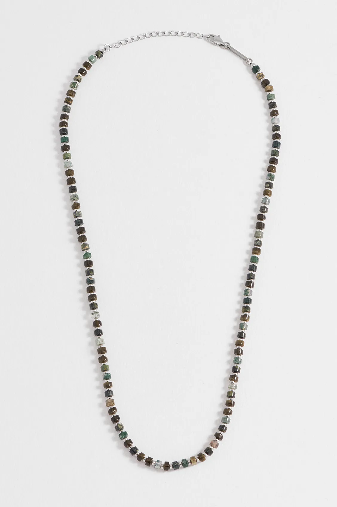 Men's Mixed Green Gemstone Rondelle Necklace