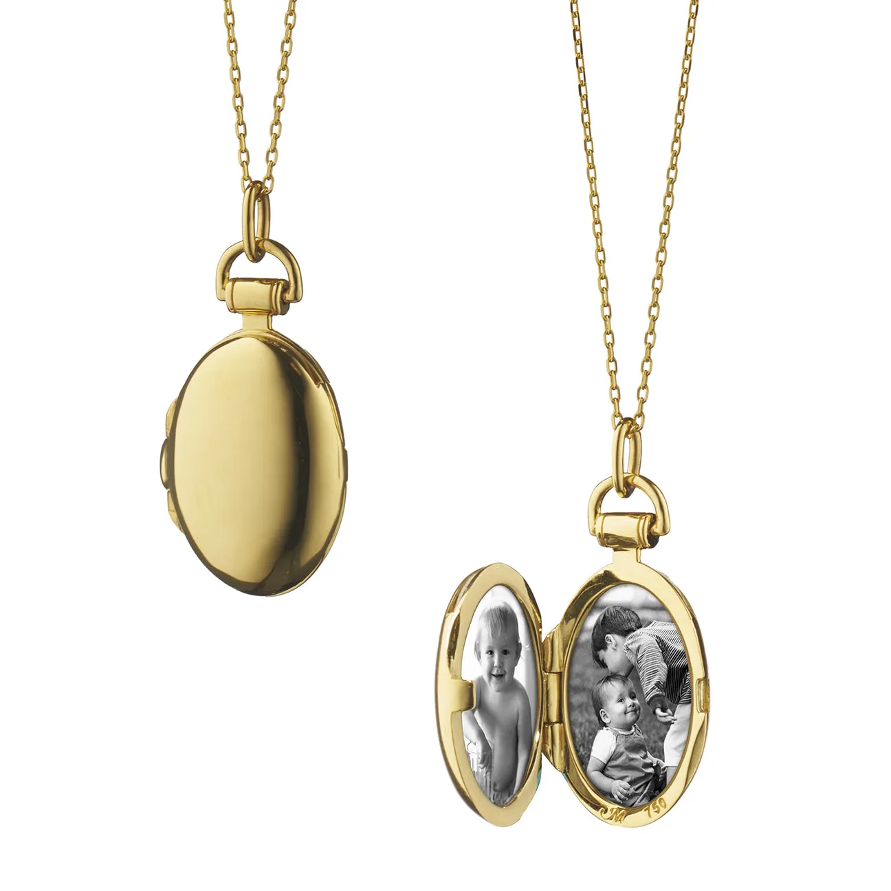 Petite "Anna" 18K Gold Engraved Locket Necklace