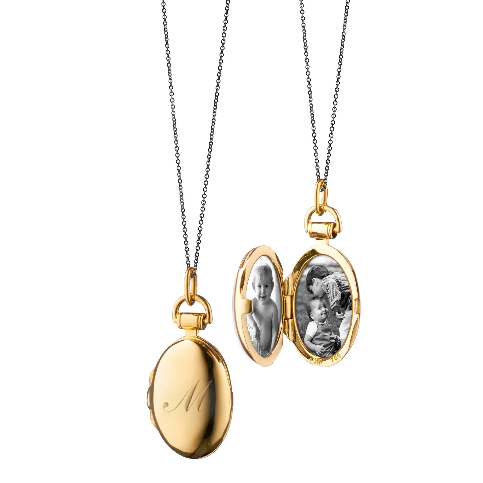 Petite "Anna" 18K Gold Engraved Locket Necklace