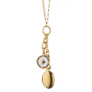 "Adventure" Compass and "Anna" Locket Charm Necklace