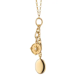 "Adventure" Compass and "Eve" Locket Charm Necklace