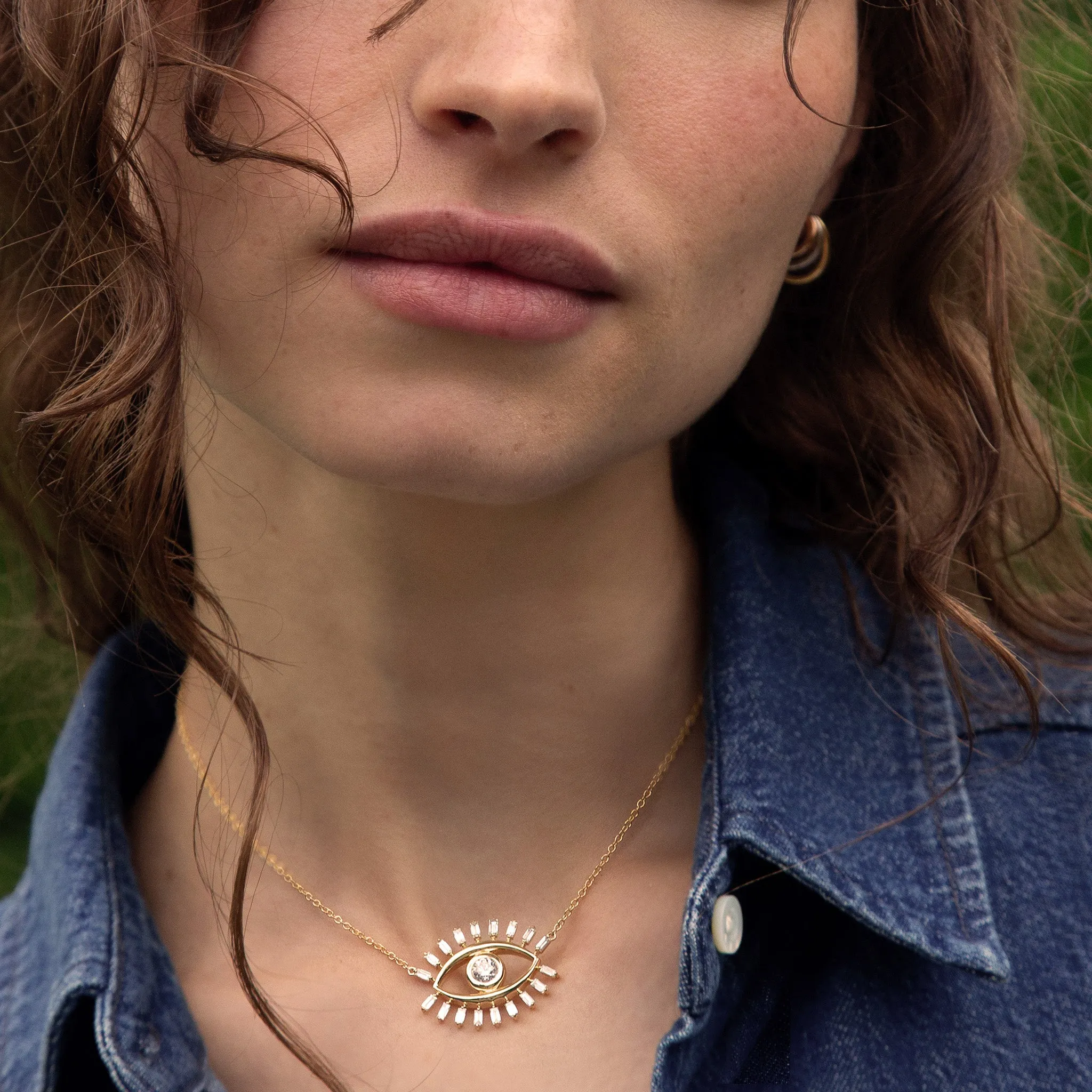"Protect" Diamond Evil Eye Necklace