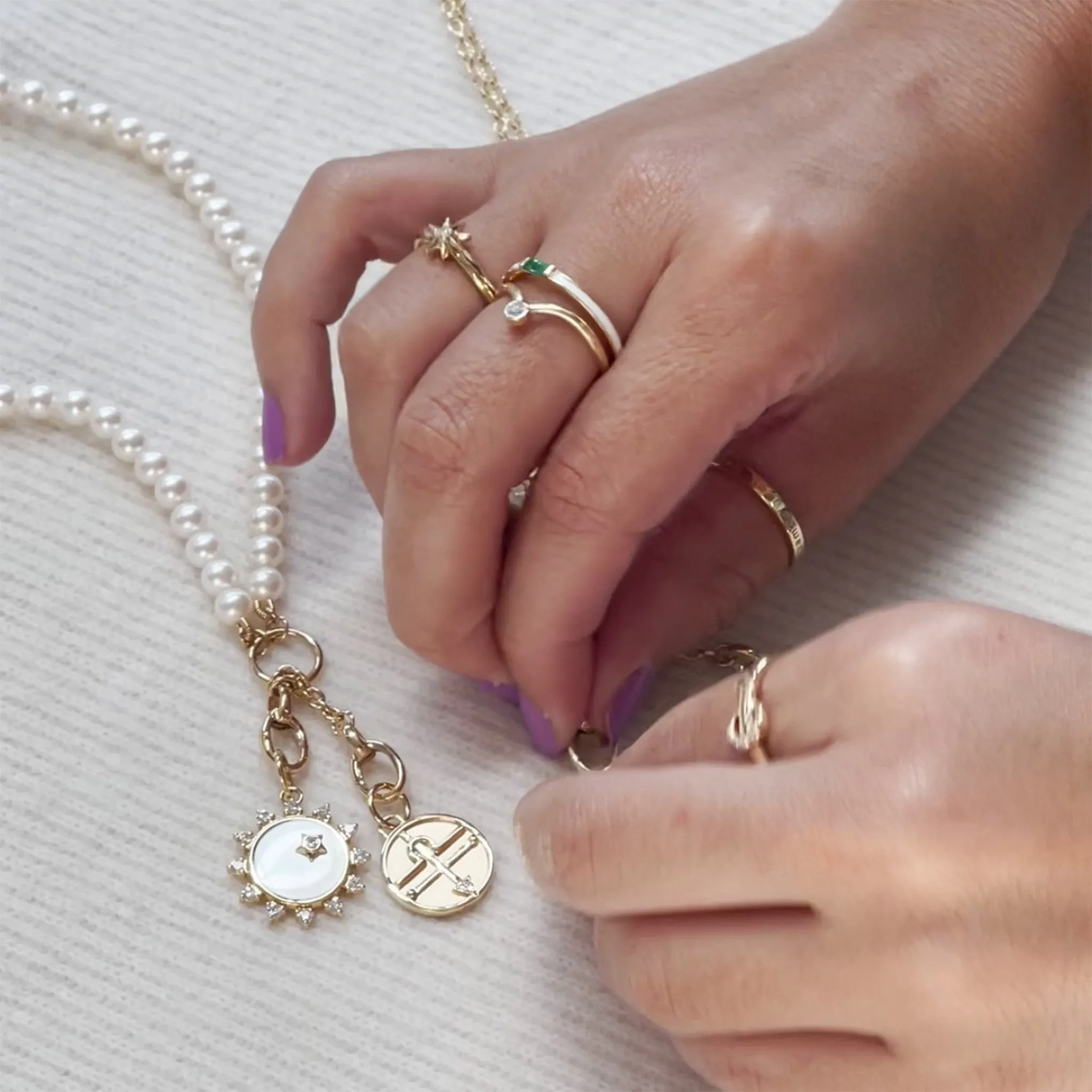 "Queen Bee" and "Dorothy" 18K Gold Medallion Charm Necklace