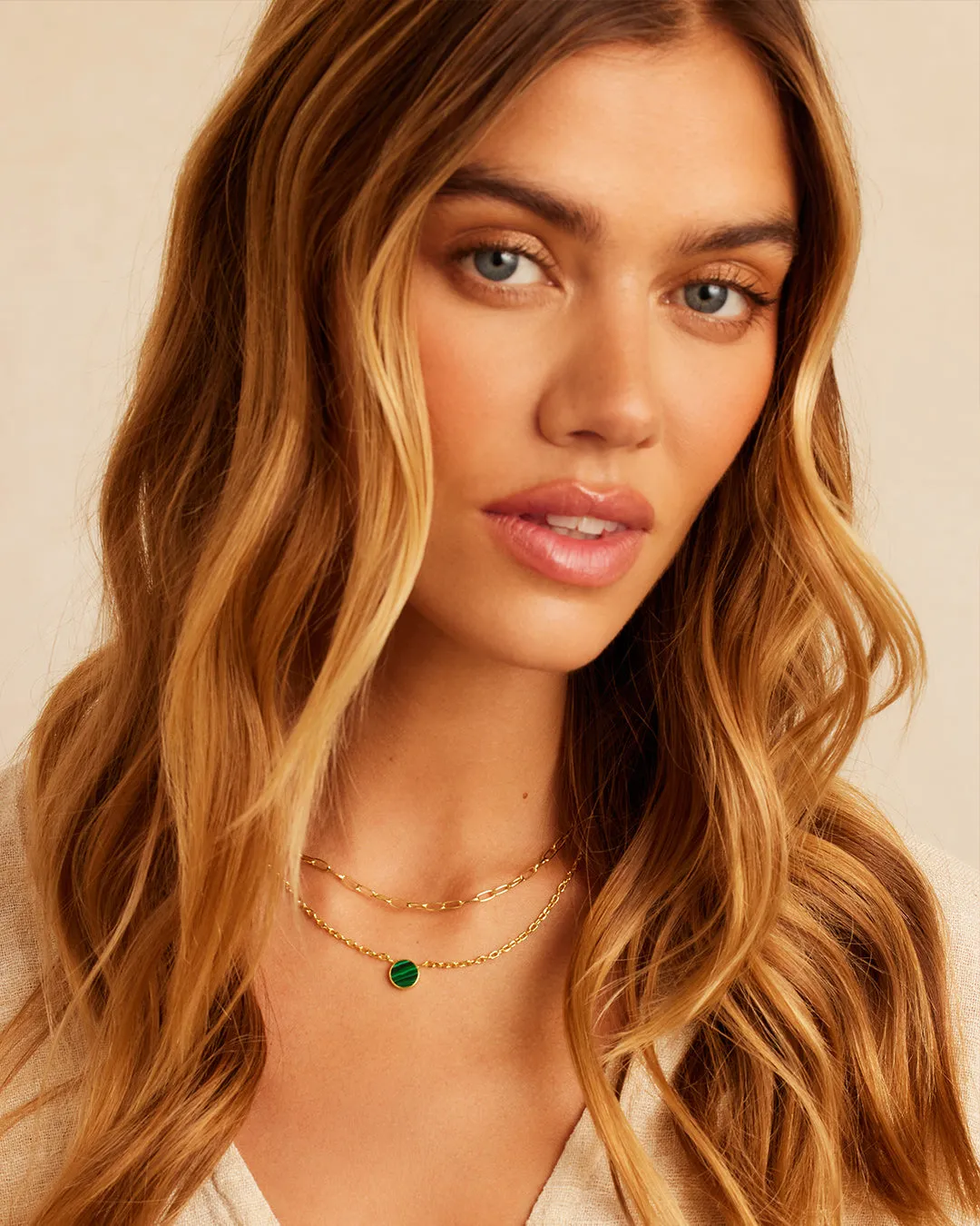 Rose Marble Coin Necklace