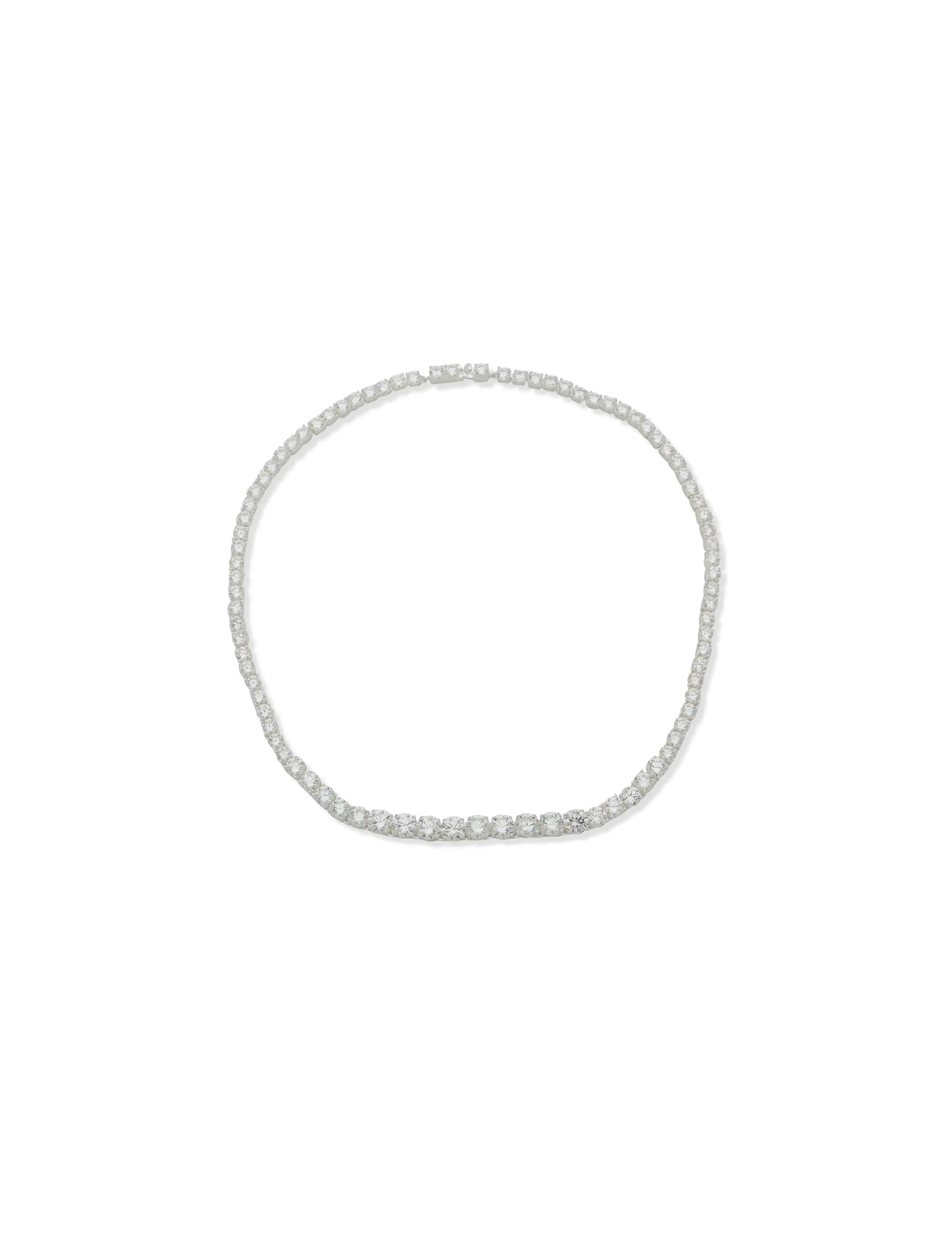 Rounded Stone Necklace - Silver