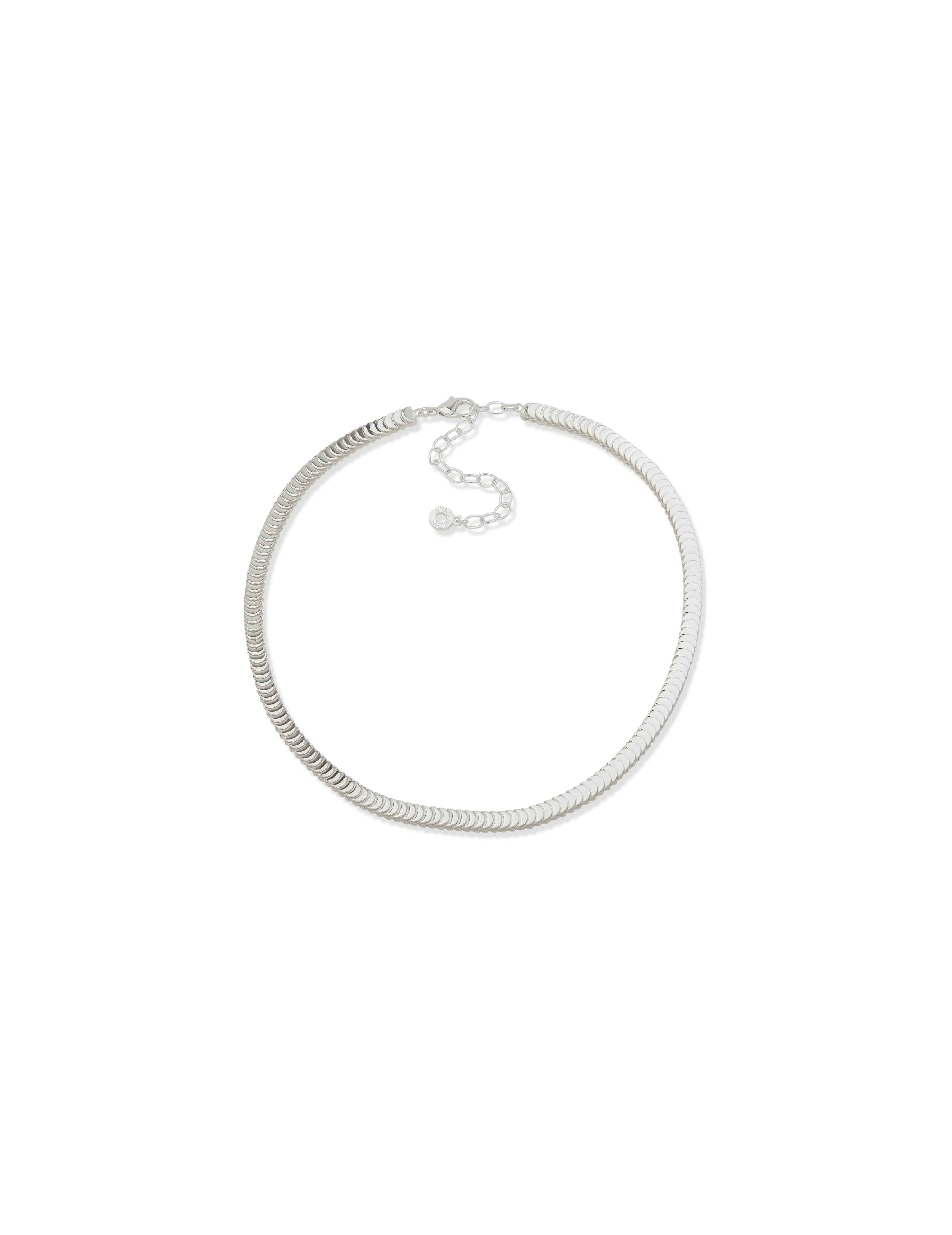 Silver Disc Chain Collar Necklace