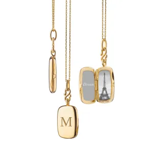 Slim "Britt" 18K Gold Engraved Locket Necklace