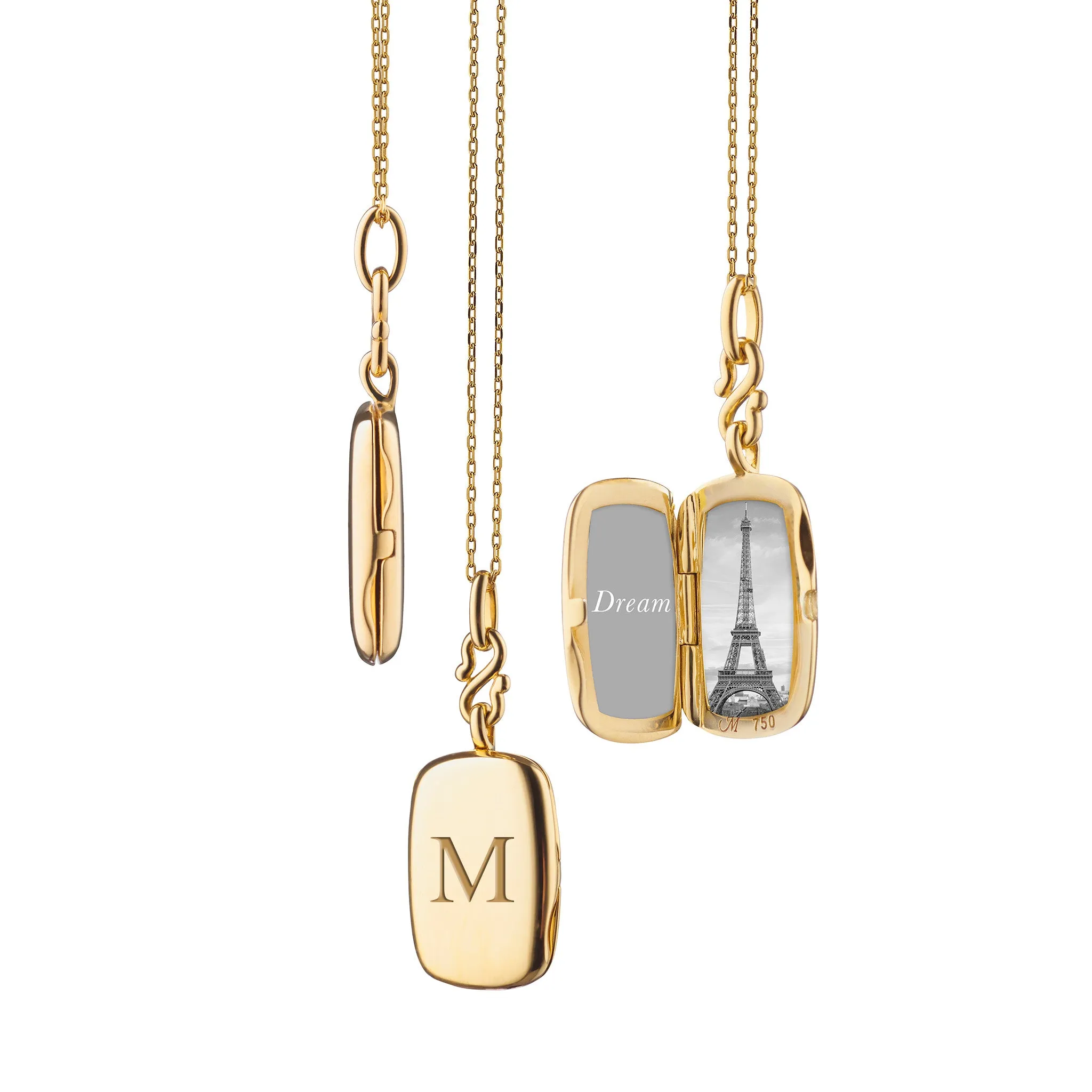 Slim "Britt" 18K Gold Engraved Locket Necklace