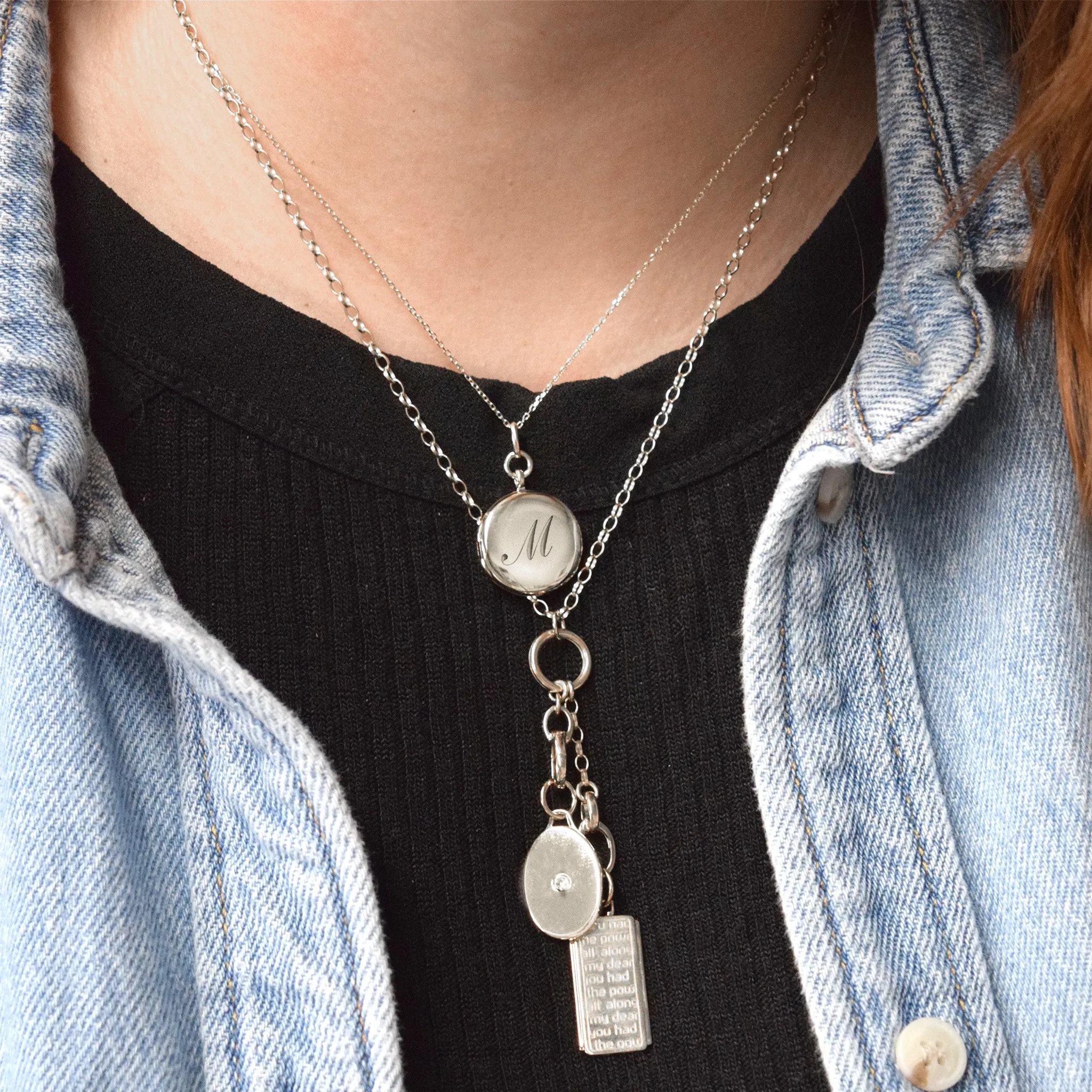 Slim "Quinn" Sterling Silver Engraved Locket Necklace