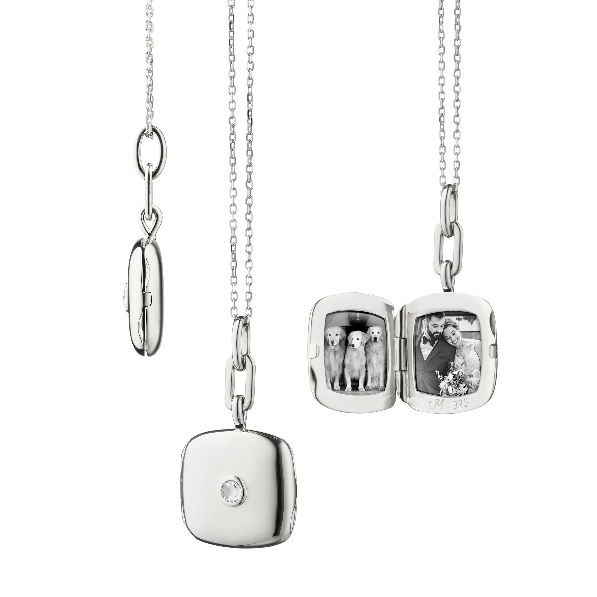 Slim "Viv" Locket Necklace with Sapphire