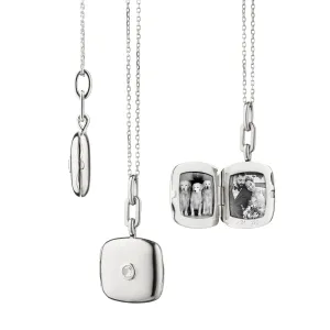 Slim "Viv" Locket Necklace with Sapphire