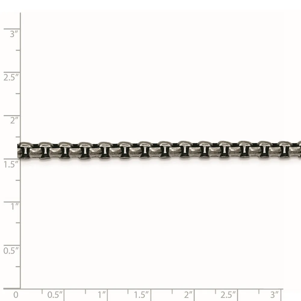 Stainless Steel Antiqued and Polished 3.9mm Rounded Box Chain | SRN1893