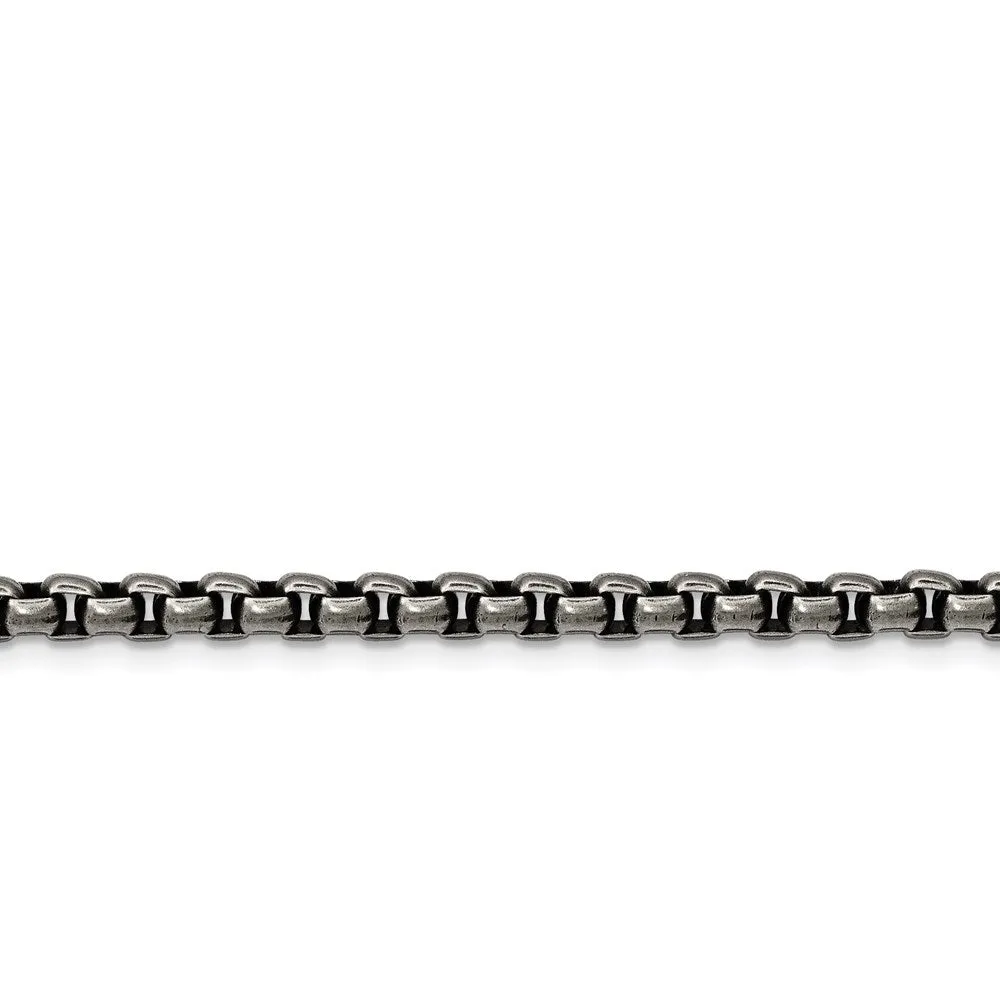 Stainless Steel Antiqued and Polished 3.9mm Rounded Box Chain | SRN1893