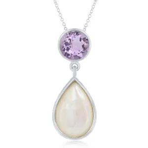 Sterling Silver Amethyst with Mother of Pearl Pendant