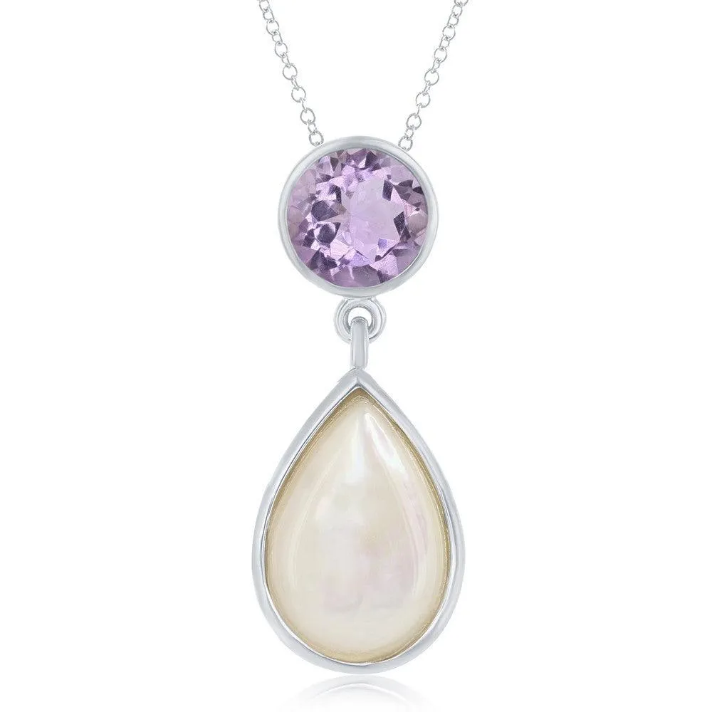 Sterling Silver Amethyst with Mother of Pearl Pendant
