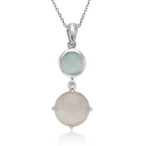 Sterling Silver Blue and Pink Cat's Eye Necklace